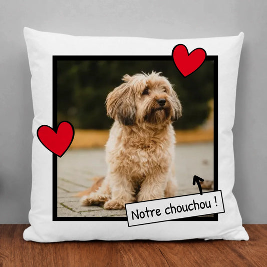 Coussin personnalisable - Coussin photo avec cœurs