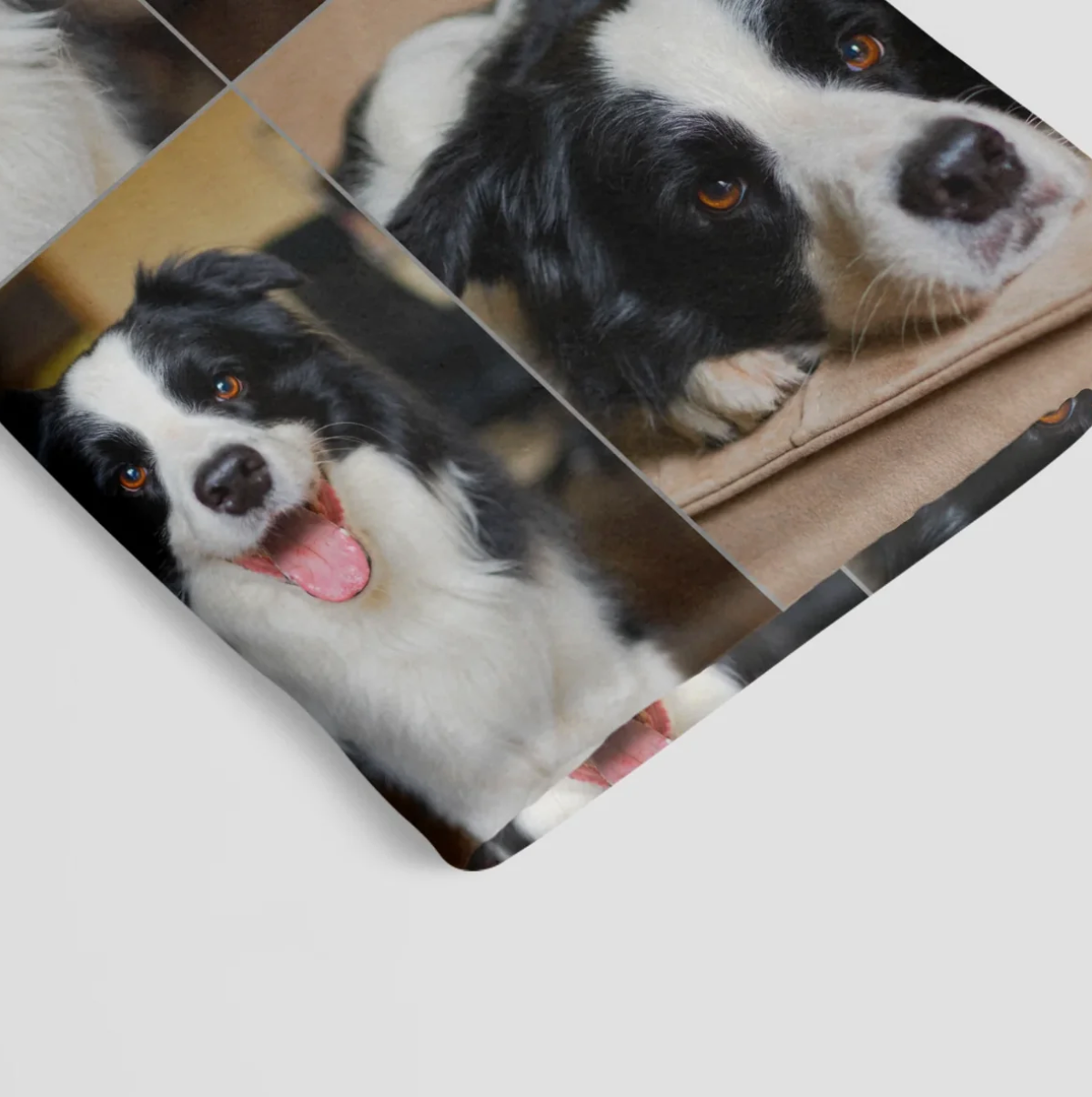 Couverture pour animal personnalisée avec photos d'un chien, douce et en plusieurs couleurs.