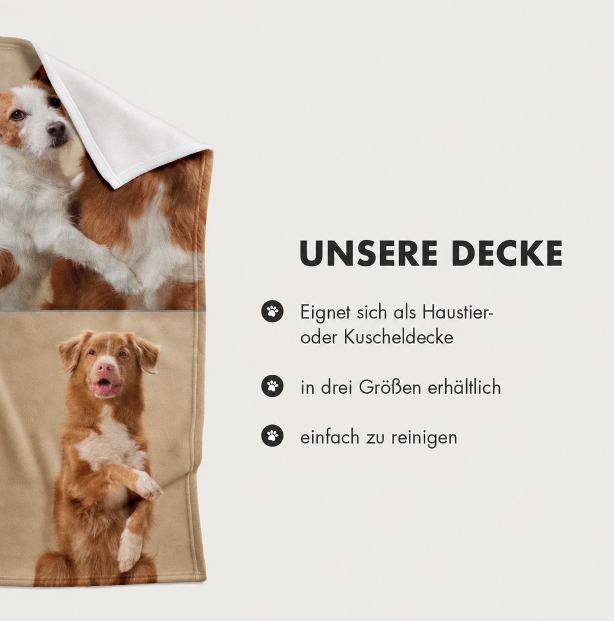 Couverture pour animal personnalisée à motifs d'animaux, douce et en trois tailles. Idéale pour les câlins et facile à nettoyer.
